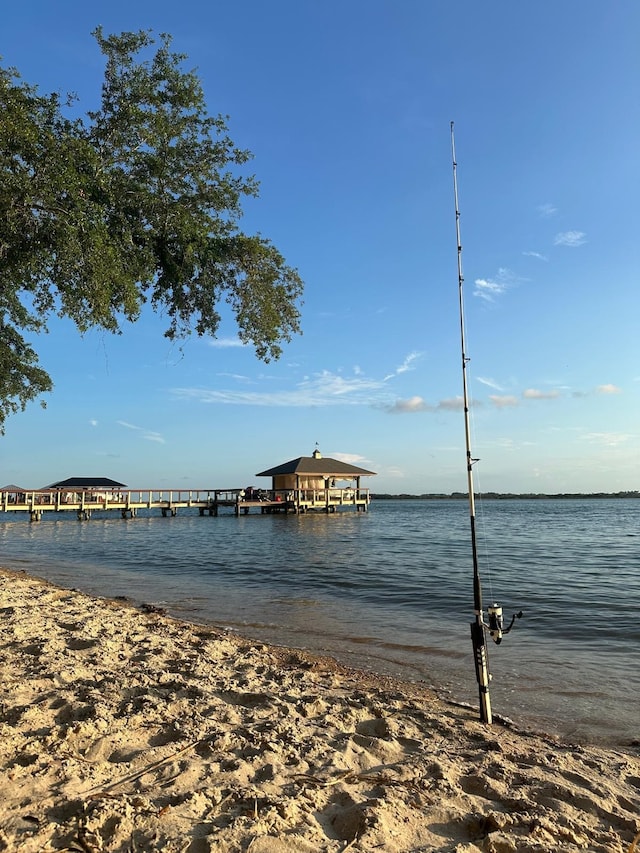 dock area featuring a water view