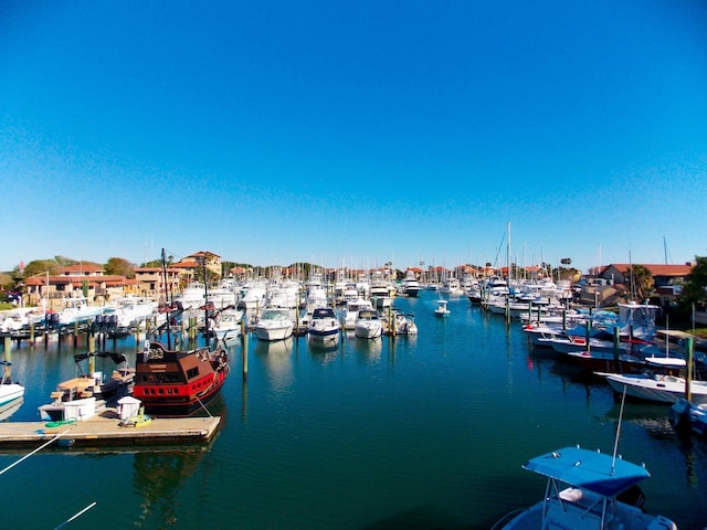 view of dock featuring a water view