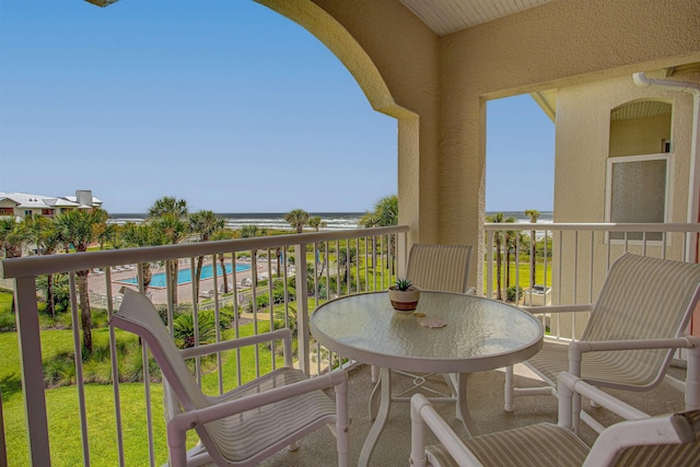 balcony with a water view