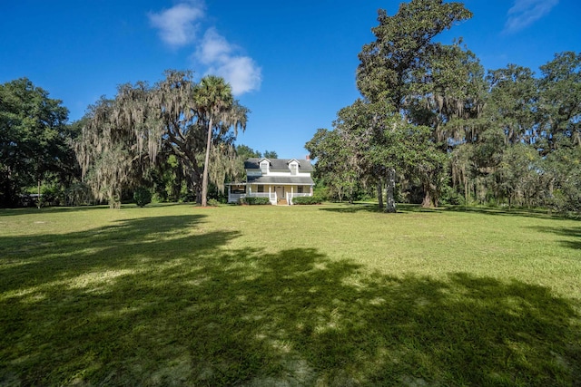 view of yard featuring covered porch