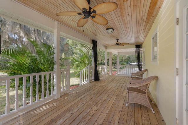 wooden terrace featuring covered porch