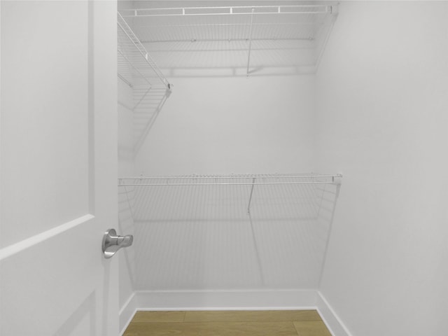 walk in closet with hardwood / wood-style flooring