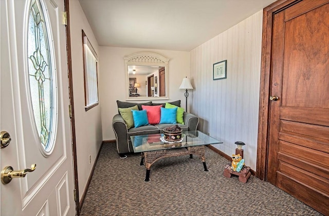 sitting room featuring carpet floors