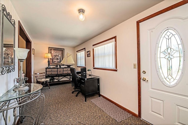 foyer with carpet