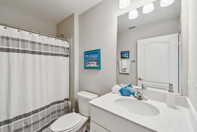 100 Dove Tree Ln, Saint Augustine, FL 32095 - full bathroom featuring vanity, a textured ceiling, a textured wall, and a shower with shower curtain
