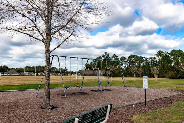 view of playground featuring a yard