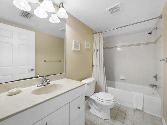 4250 A1A S L25, Saint Augustine, FL 32080 - full bathroom featuring shower / bath combination with curtain, vanity, tile patterned flooring, and toilet