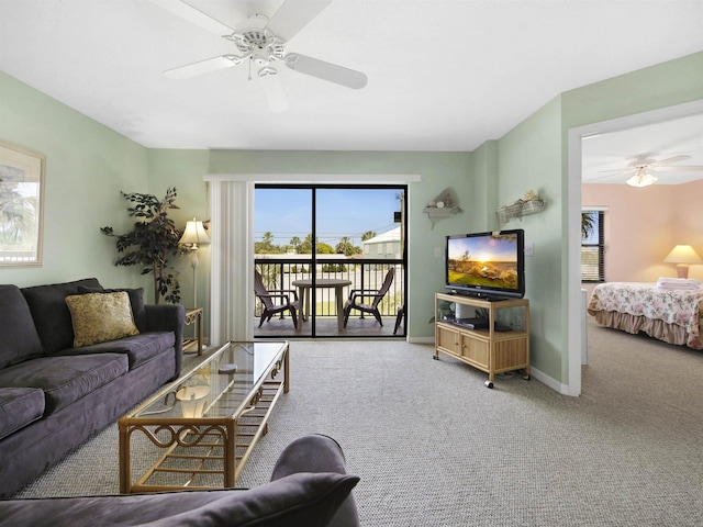 4250 A1A S L25, Saint Augustine, FL 32080 - carpeted living area with a ceiling fan and baseboards