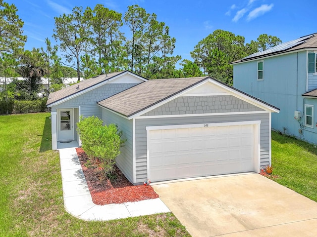 348 Ashby Landing Way, Saint Augustine, FL 32086 - view of front of house with a garage, a front lawn, concrete driveway, and roof with shingles