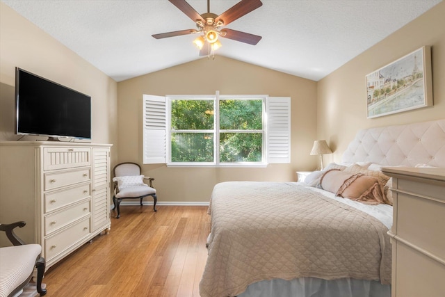 501 Olympic Cir, Saint Augustine, FL 32092 - bedroom with vaulted ceiling, light wood-style floors, and ceiling fan