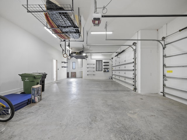 garage with a garage door opener