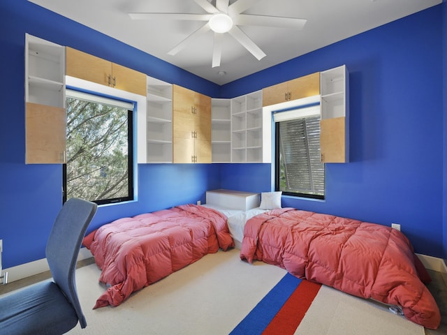 bedroom featuring ceiling fan