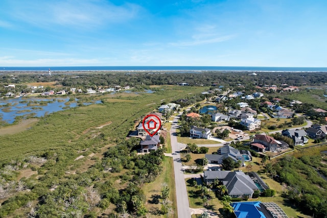 bird's eye view featuring a water view