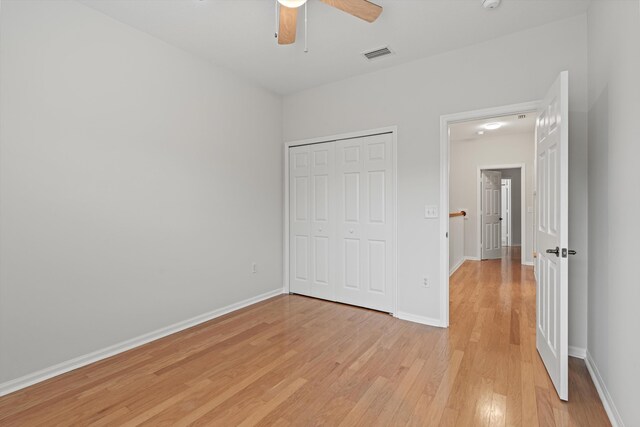 4515 Serena Cir, Saint Augustine, FL 32084 - unfurnished bedroom with baseboards, visible vents, a closet, and light wood-type flooring