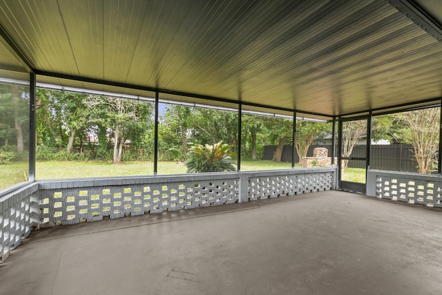 view of unfurnished sunroom