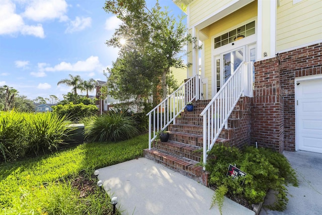 property entrance featuring a garage