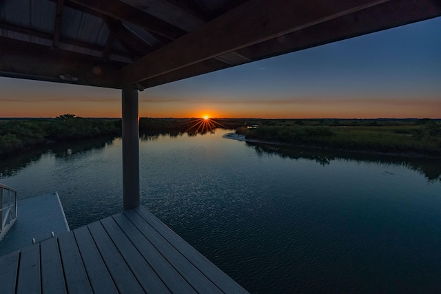 dock area with a water view