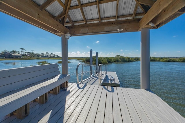 dock area featuring a water view