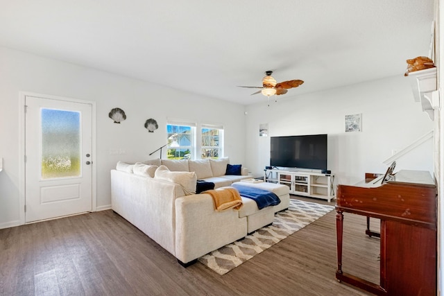 269 Clarys Run, Saint Augustine, FL 32092 - living area featuring a ceiling fan and wood finished floors