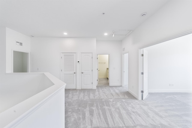 272 Grand Ravine Dr, Saint Augustine, FL 32086 - unfurnished room with light colored carpet, a smoke detector, recessed lighting, baseboards, and attic access