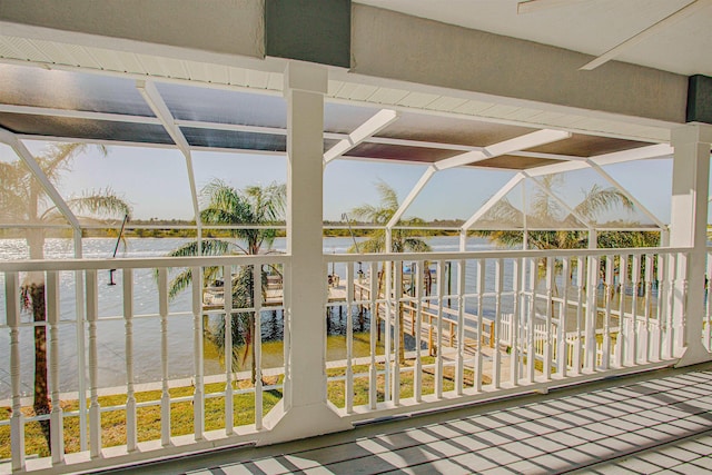 balcony with a water view