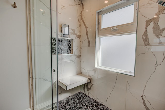 bathroom featuring walk in shower