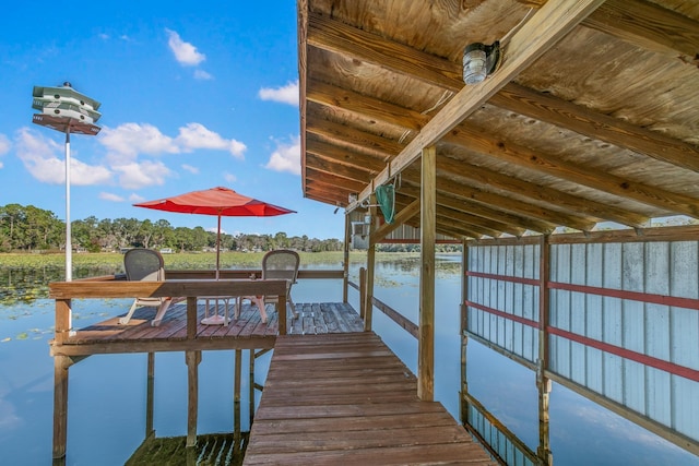 view of dock featuring a water view