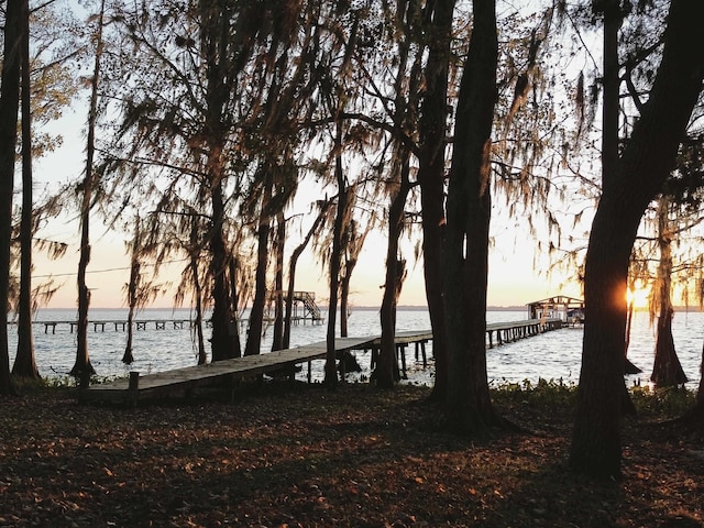 view of dock featuring a water view