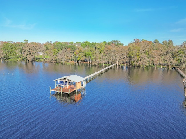 view of dock featuring a water view