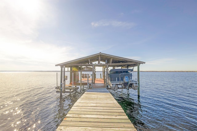 view of dock featuring a water view