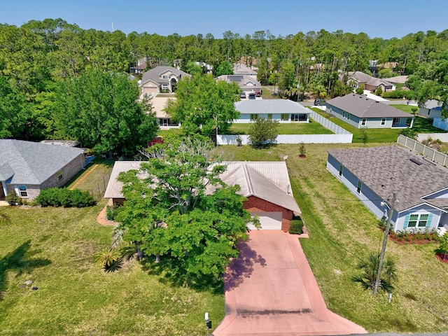bird's eye view featuring a residential view