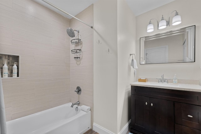 110 Arredondo Ave, Saint Augustine, FL 32080 - bathroom featuring baseboards,  shower combination, and vanity