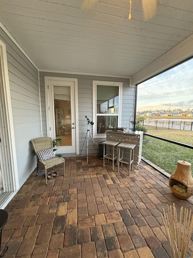 view of unfurnished sunroom