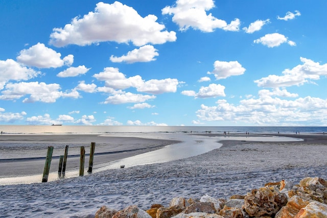 property view of water with a beach view