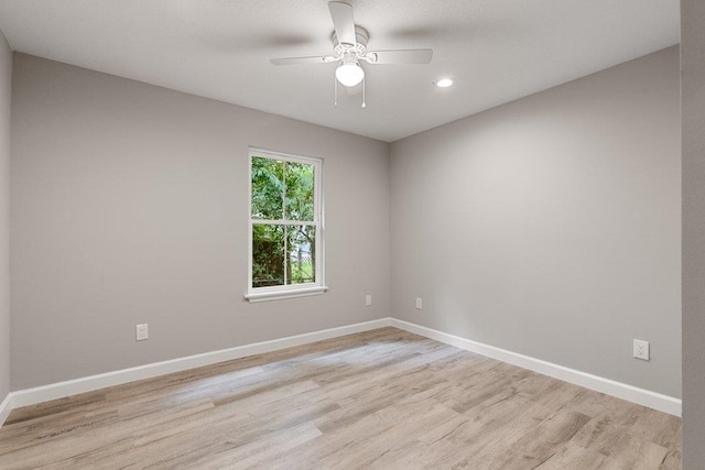 2891 N 8th St, Saint Augustine, FL 32084 - empty room featuring light wood finished floors, ceiling fan, and recessed lighting