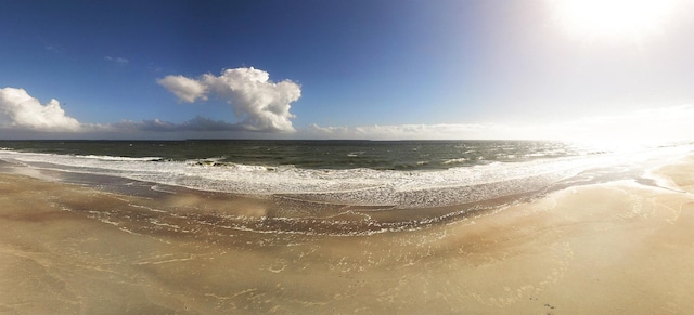 view of water feature with a view of the beach