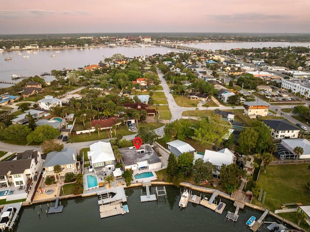 101 Dolphin Dr, Saint Augustine, FL 32080 - aerial view at dusk with a residential view and a water view