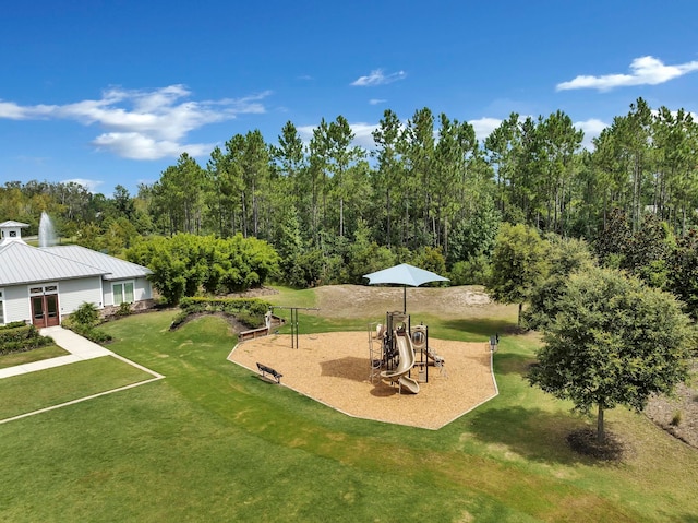 view of yard with a playground