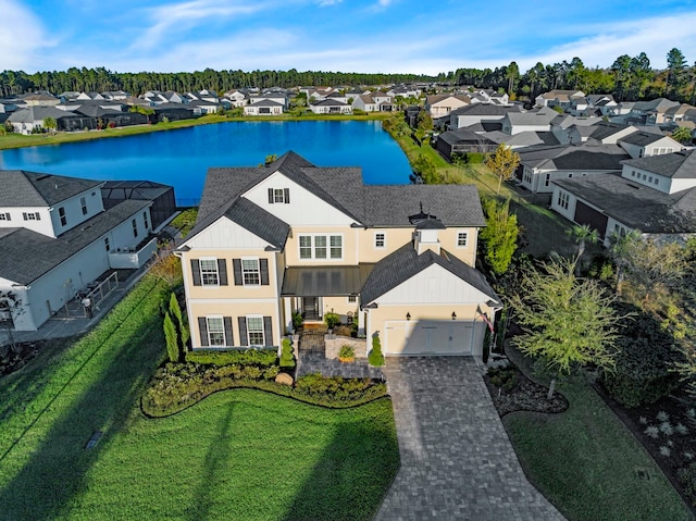 bird's eye view featuring a water view