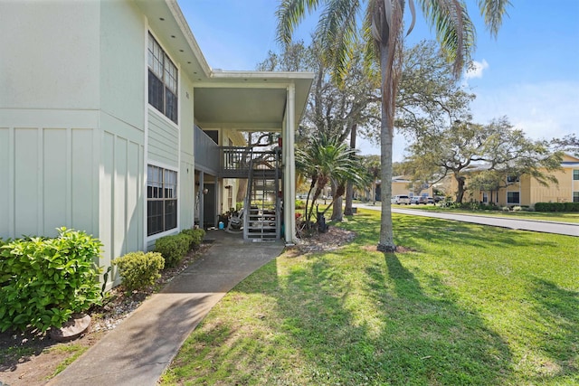 view of yard with stairway