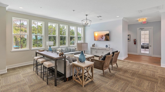 798 Grand Reserve Dr, Bunnell, FL 32110 - carpeted dining room featuring ornamental molding, baseboards, and recessed lighting