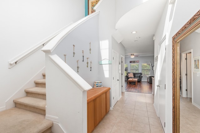 staircase featuring hardwood / wood-style flooring