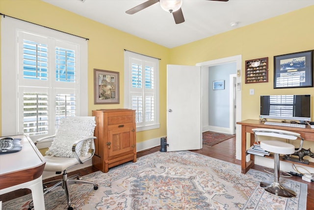 75 Osceola St, Saint Augustine, FL 32084 - office featuring wood finished floors, baseboards, and ceiling fan