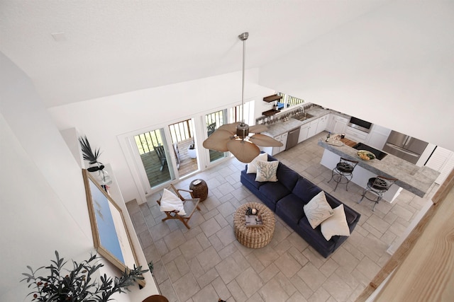 2749 S Ponte Vedra Blvd, Ponte Vedra Beach, FL 32082 - living room featuring high vaulted ceiling