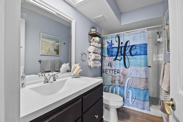 2749 S Ponte Vedra Blvd, Ponte Vedra Beach, FL 32082 - bathroom featuring vanity, a shower with curtain, and wood finished floors