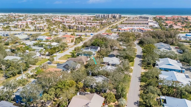 aerial view with a residential view and a water view