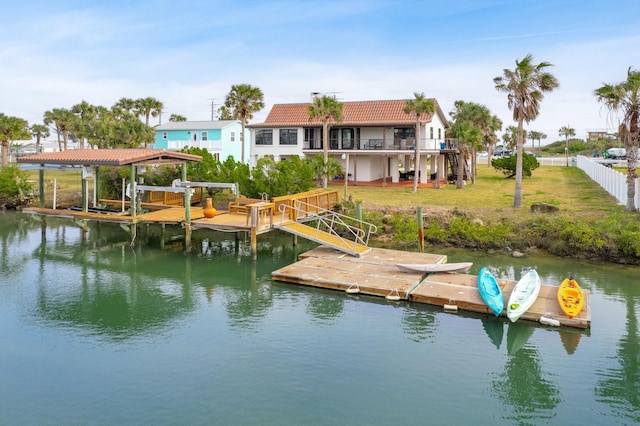 dock area featuring a water view