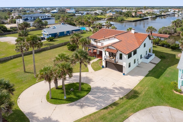 bird's eye view featuring a water view