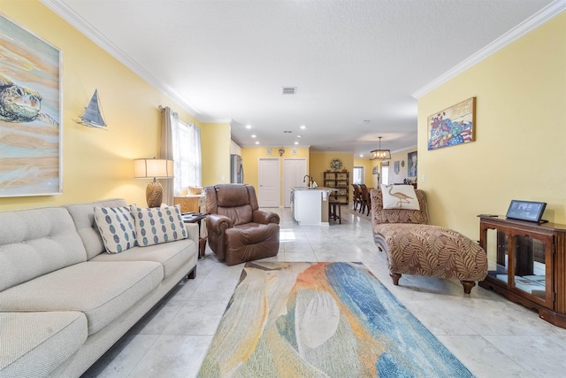 265 Aventurine Ave, Saint Augustine, FL 32086 - living area with crown molding and light tile patterned floors