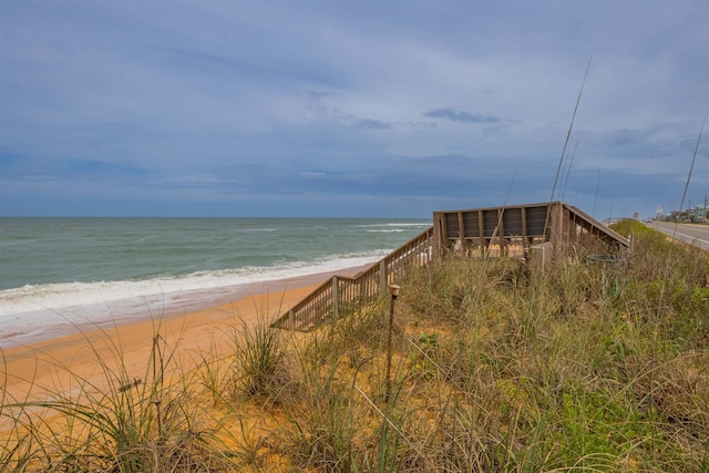 view of water feature with a view of the beach